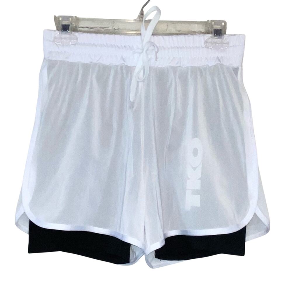TKO Technical Knockout White Athletic Shorts Medium Layered Workout Gym‎ Running